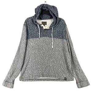 Lucky Brand Hoodie Mens Medium Gray Blue Henley Pullover Colorblock Streetwear